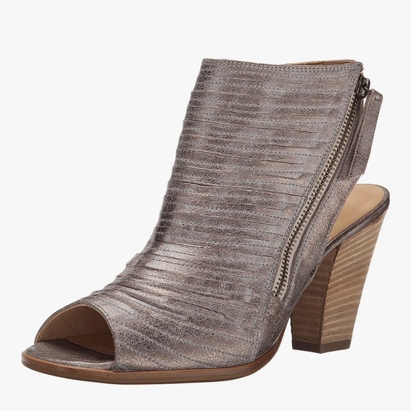 Paul Green Cayanne Peep Toe Metallic Booties Block Heel - Picture 1 of 8